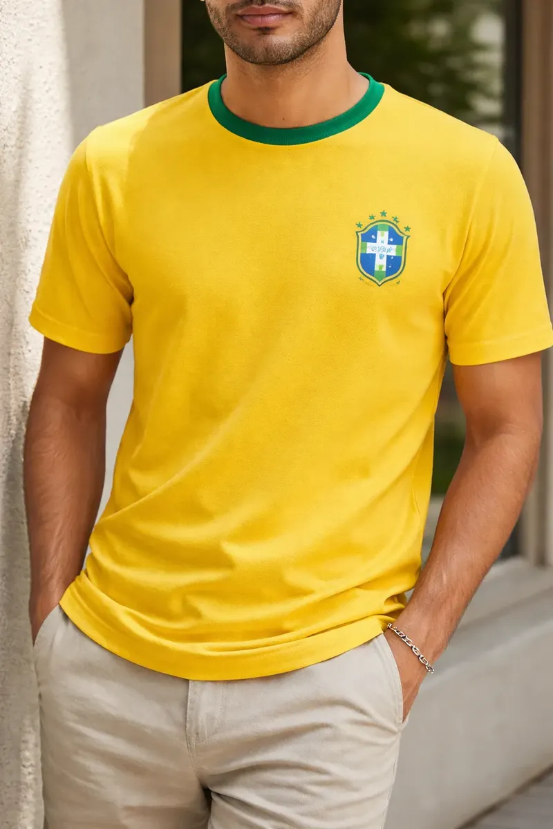 Camiseta Masculina Amarela Brasil Dryfit