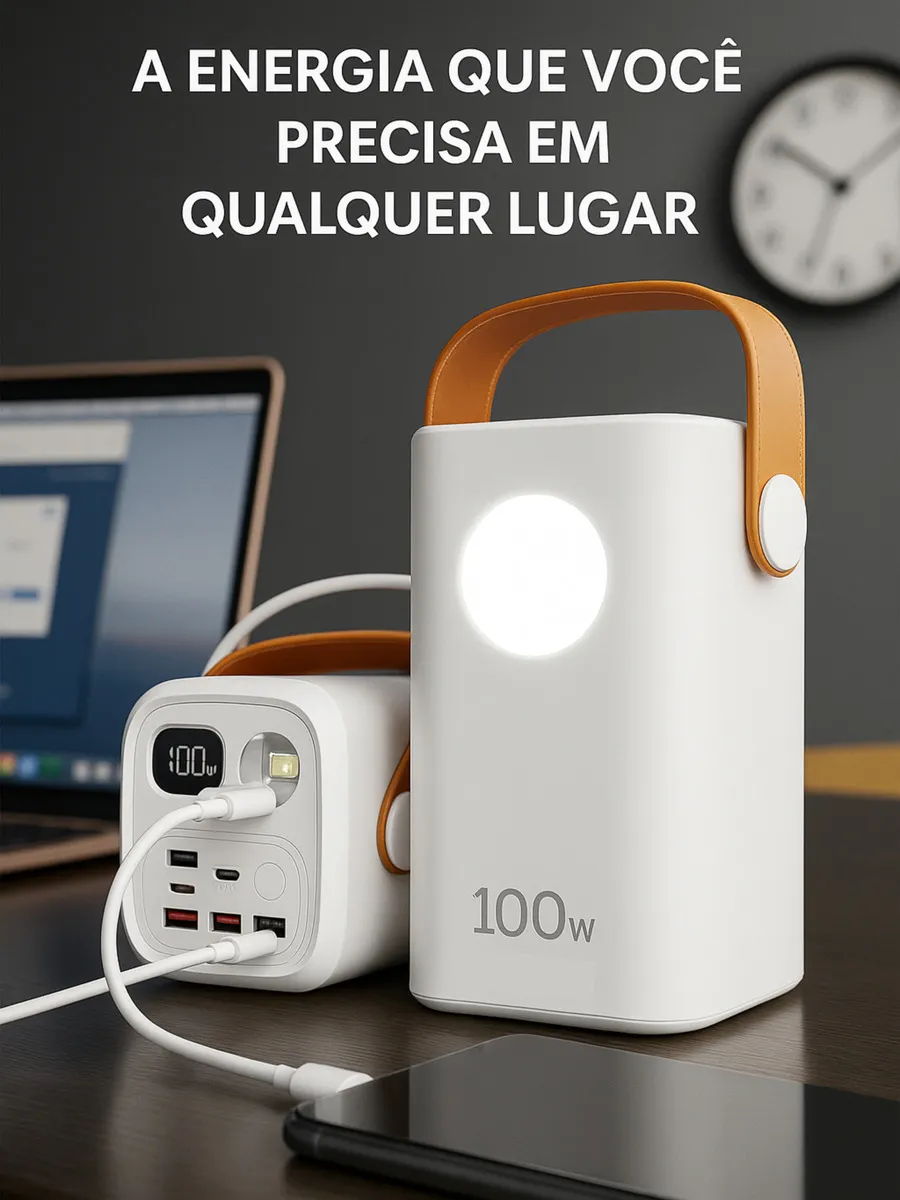 Power Bank 60.000mah 100w Para – Starlink Mini Cor Branco Branco