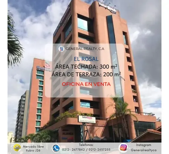 Oficina En Venta El Rosal Area Techada 300 M2, Terraza 200 M2