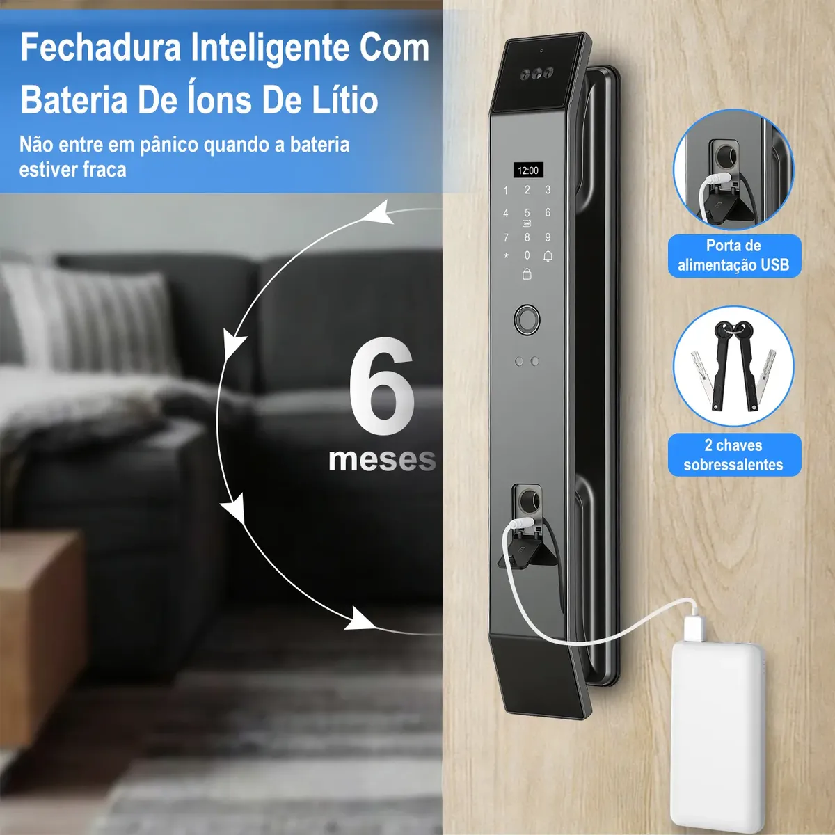 Fechadura Eletrônica Inteligente Preto com WiFi Tuya — foto 8