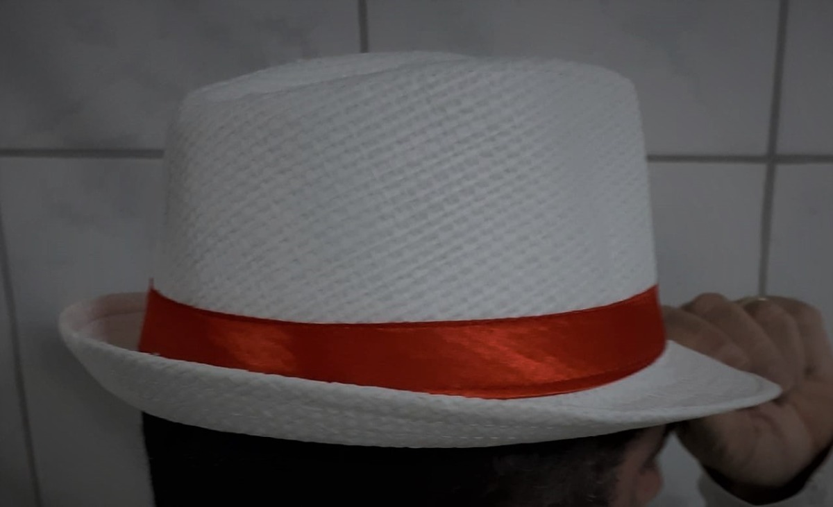 Chapéu Panamá Branco Com Fita Vermelha Zé Pilintra Umbanda Parcelamento sem juros