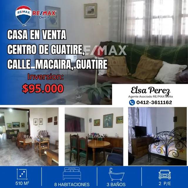 Venta De Casa Con Gran Potencial En El  Centro De Guatire, Calle Macaira Con Permiso De Uso Comercial O Residencial