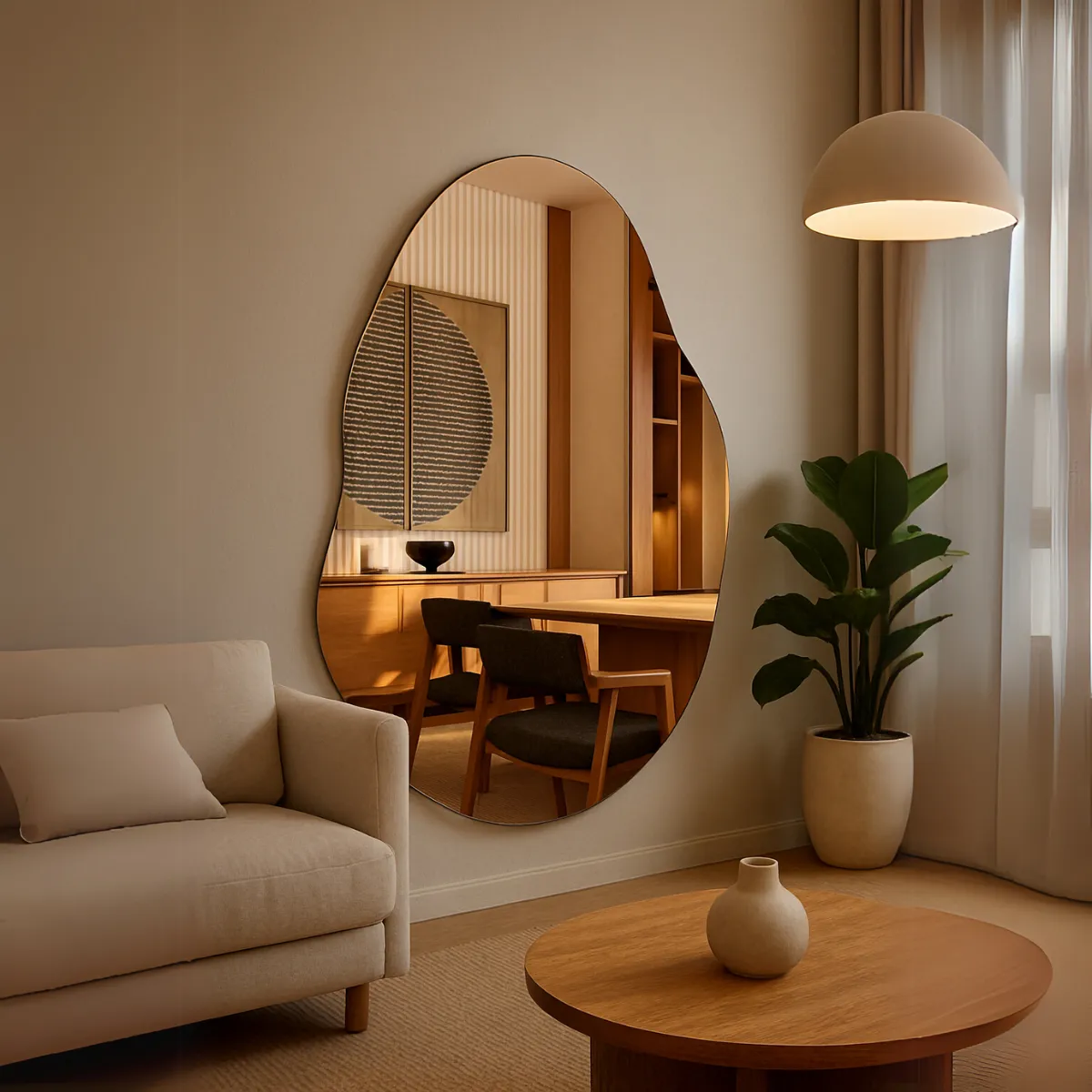 Espelho Lopazzi Orgânico 70×50 Polido Design Moderno Luxo Espelho Lopazzi Orgânico 70×50 Polido Design Moderno Luxo