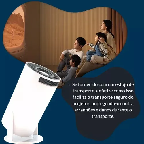 Projetor Smart Portátil Full Hd 4k Bluetooth Wifi Cor Branco Android 11.0 5g TV Cinema em Casa