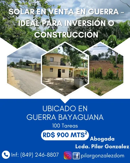 Venta De Solar Bayaguana Guerra