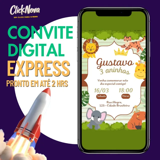 Convite Digital Chá Tema Floresta 