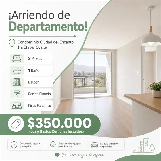 Ciudad Del Encanto, Ovalle, Departamento 2 Habitaciones Baño