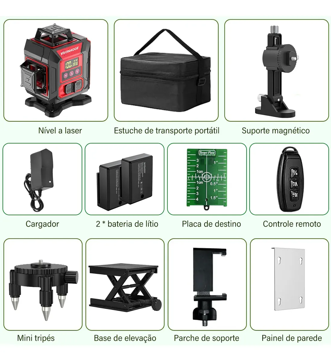 Nível a Laser Verde de 16 Linhas com 2 Baterias Recarregáveis — foto 3