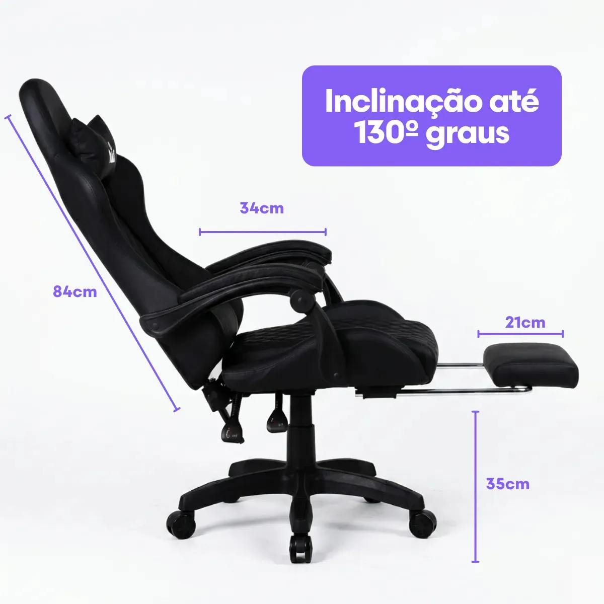 Cadeira De Escritorio Gamer Ergonômica Dunamis Preta Marqs Home Reclinável 180kg Resistente Giratória Confortavel Computador Preto Courino Sintético