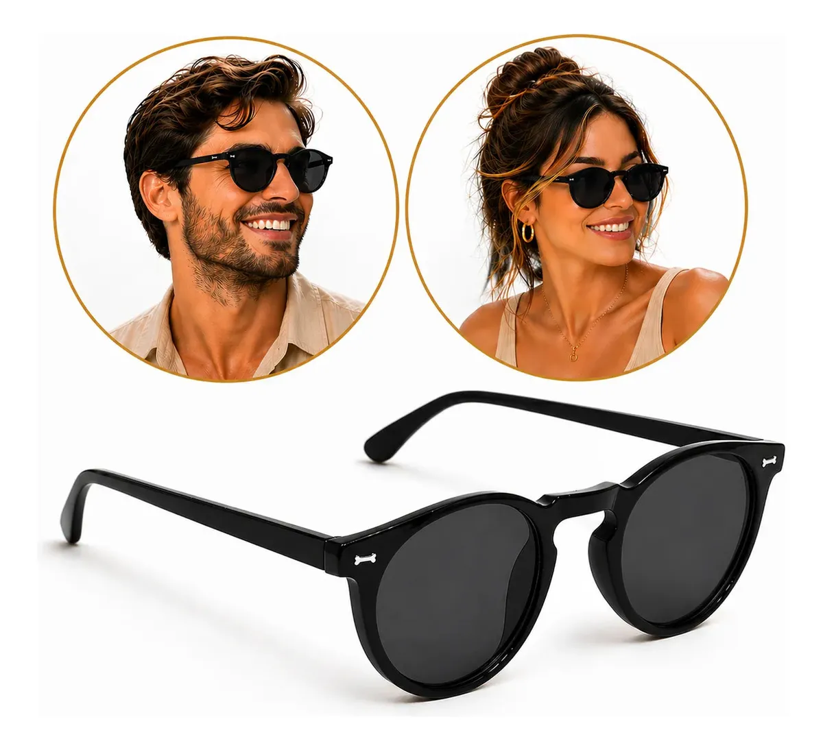 Óculos de Sol Retrô Malibu Casual Redondo Unissex Uv400