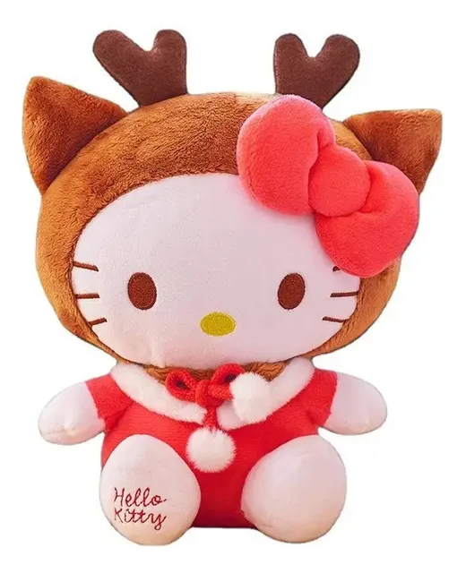 Peluche Hello Kitty Navidad Personaje Sanrio Felpa Suave Color Blanco