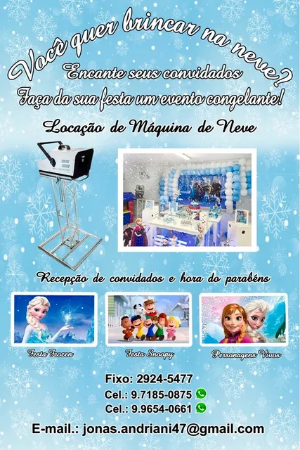 Locação Aluguel De Máquina De Neve Gelo Artificial - Frozen