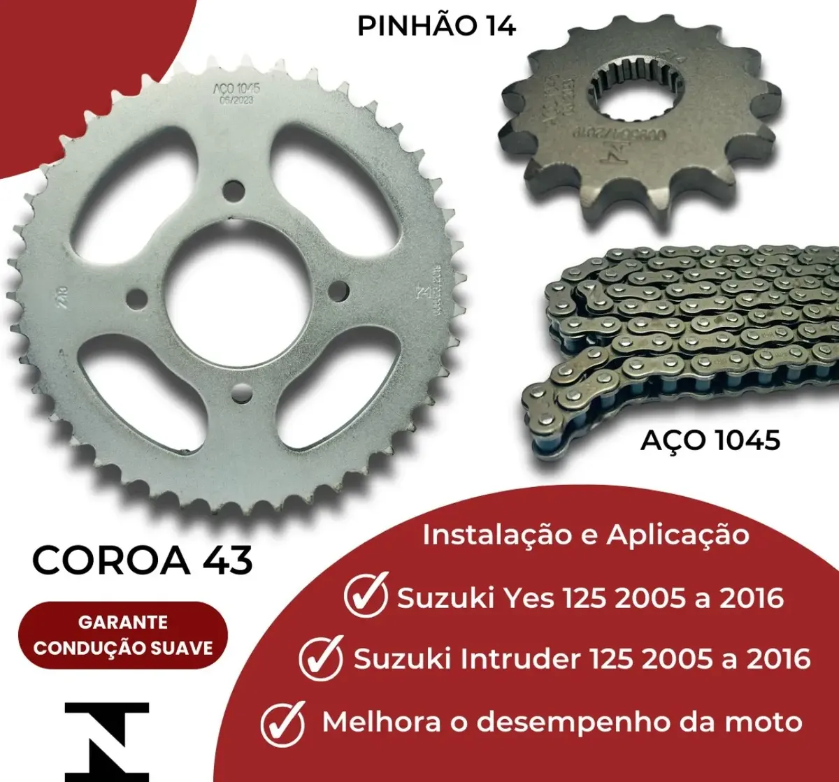 Kit Relação Suzuki Yes 125 / Intruder 125 Aço1045 Promoção