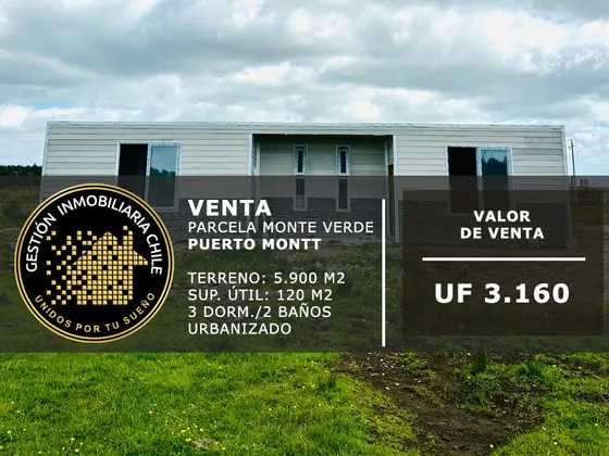 Parcela Con Casa Al 90% 3d/2b, Monte Verde, Puerto Montt