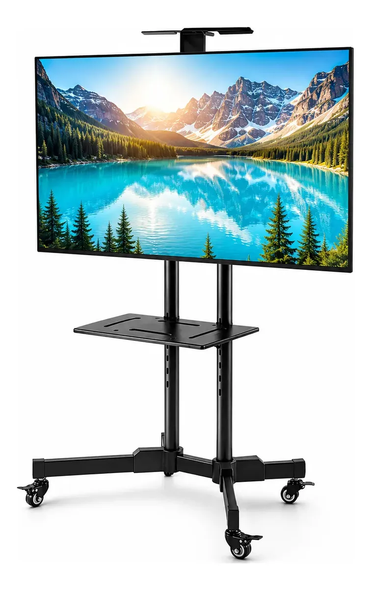 Base Tv Soporte Pedestal Movible 32 A 70 Pulgadas Con Ruedas Negro