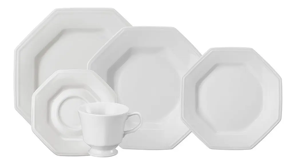 Aparelho de Jantar 20 Peças Porcelana Prisma Branco Schmidt