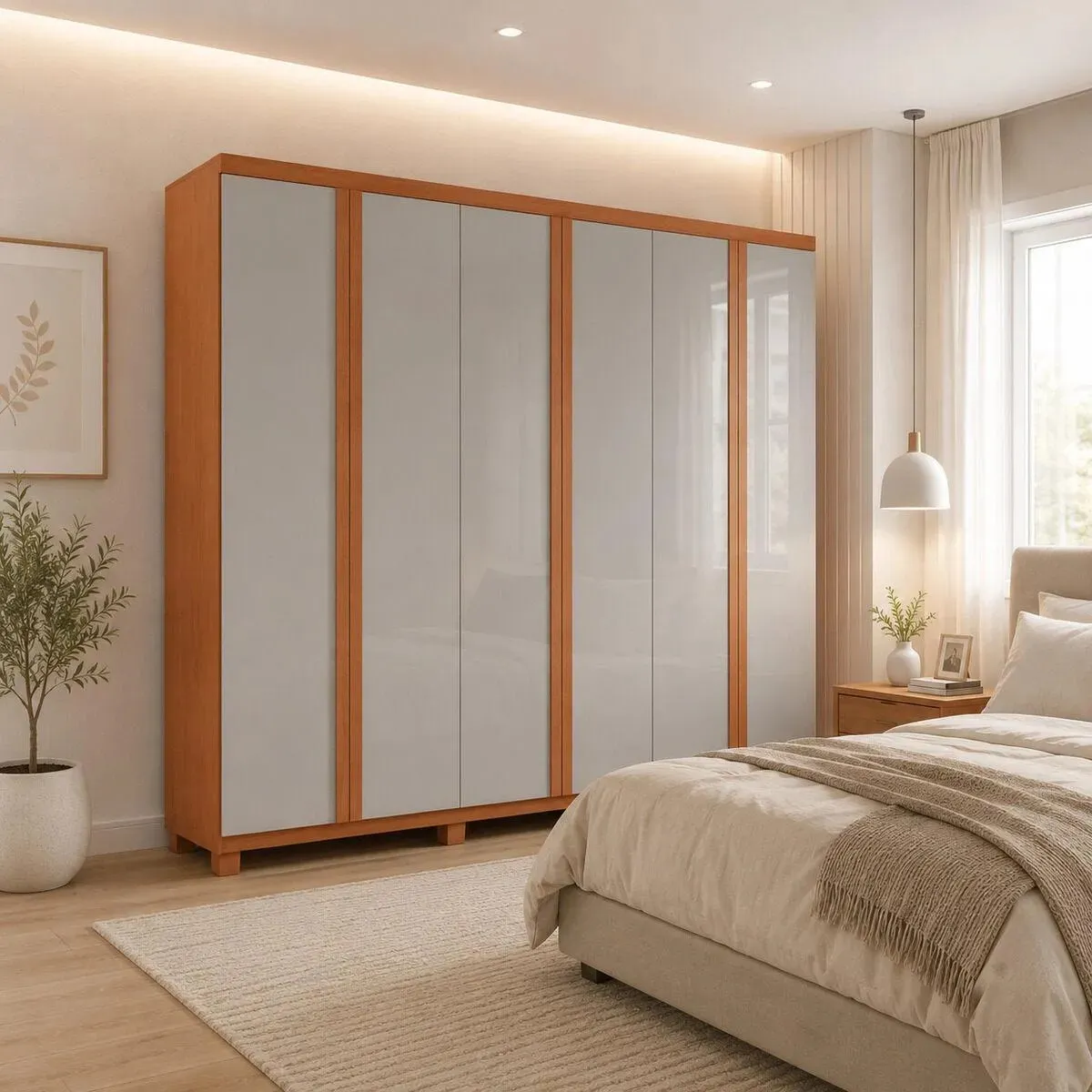 Guarda-roupa Casal 100% Mdf 6portas 2gav Multimóveis Cr35547 Bege