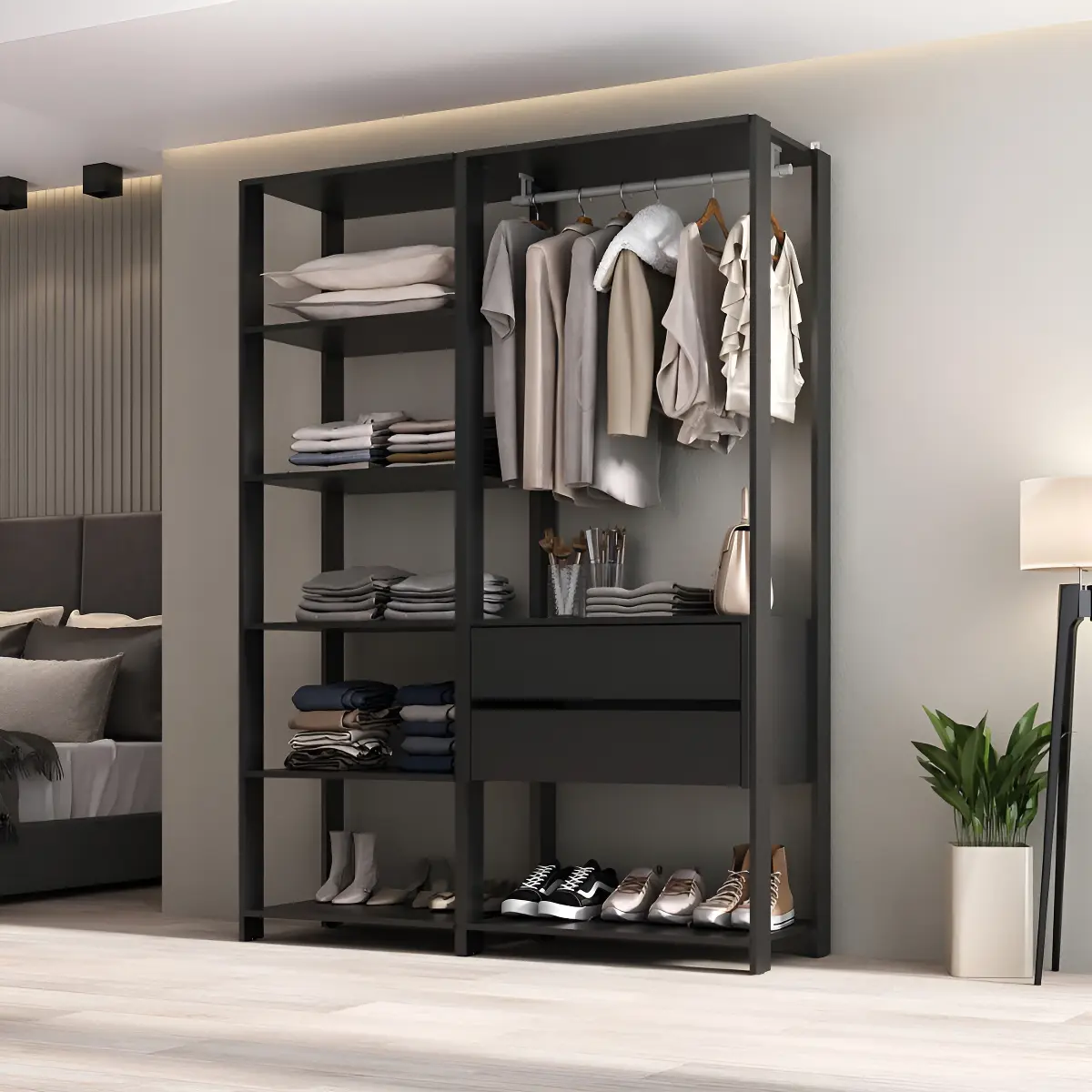 Guarda-Roupas Closet Modulado 135cm Multimóveis MP4320 Preto