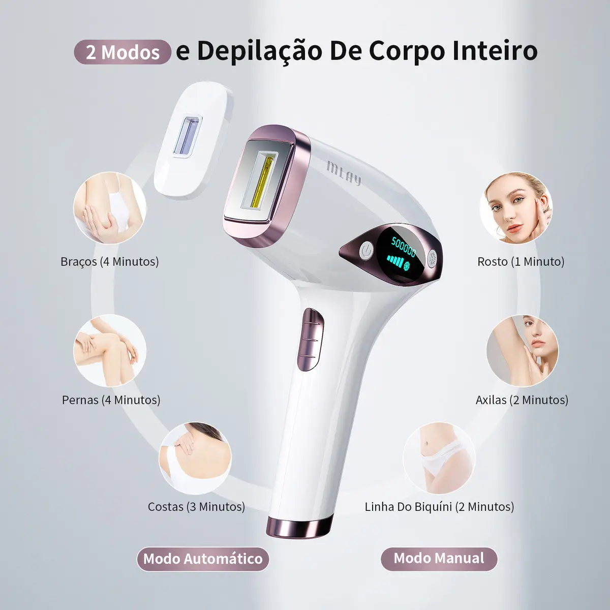 Depilador a Laser IPL Mlay T4 Resfriamento a Gelo 5 Níveis 500000 Flashes