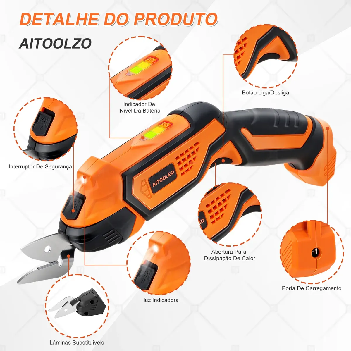Tesoura Elétrica Sem Fio Aitoolzo para Tecidos Papelão — foto 4