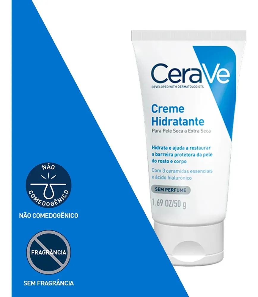 Creme Hidratante Pele Seca com 3 Ceramidas e Ácido Hialurônico CeraVe 50g