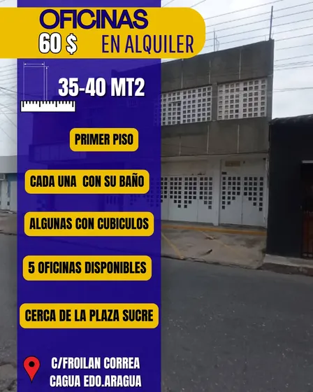 Se Alquila Oficina Centro De Cagua