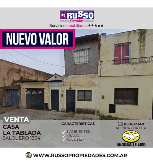 Venta De Casa 3 Ambientes Tablada