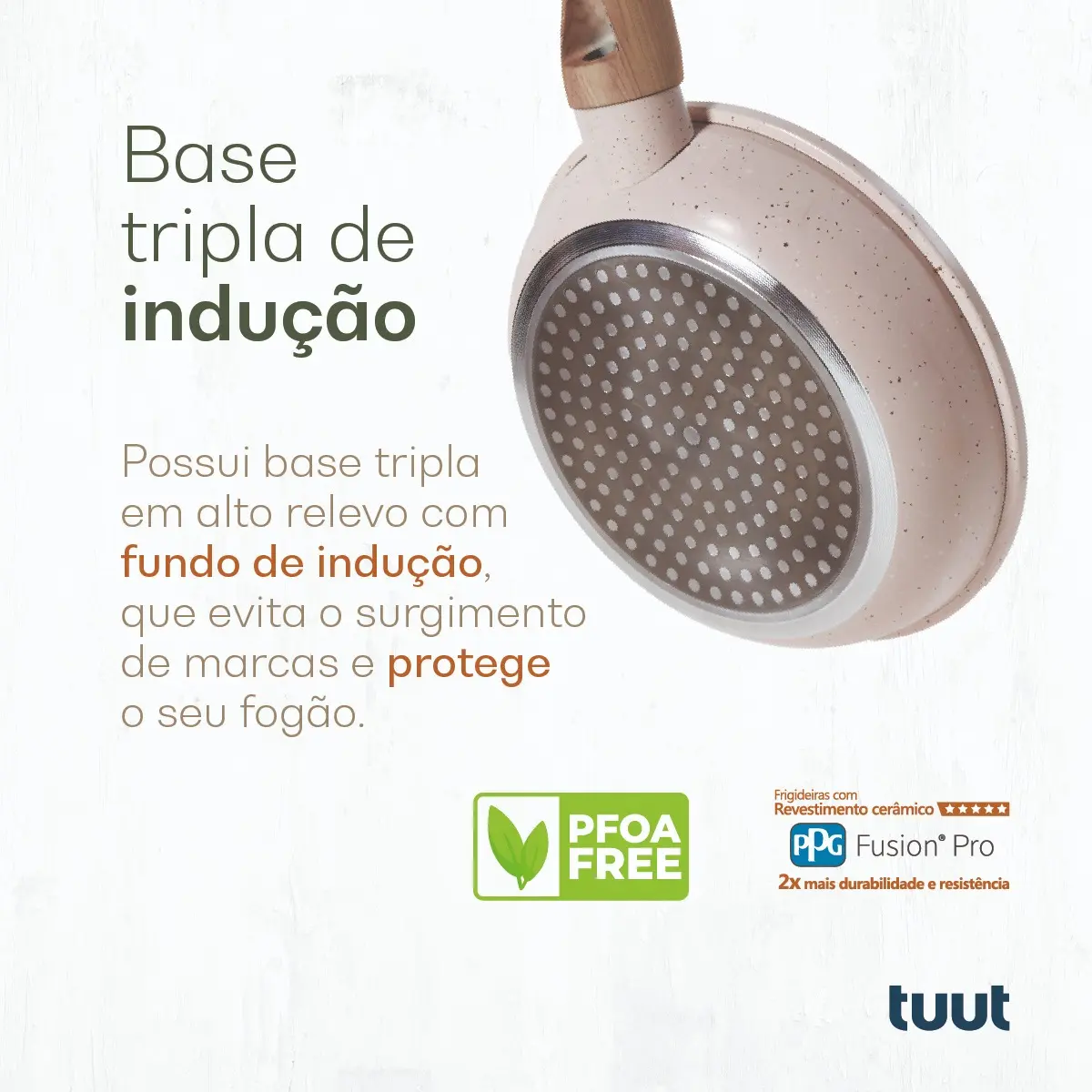Jogo de Panelas Cerâmico Tuut Ecoglid 8 Peças Triplo Indução Baunilha — foto 6