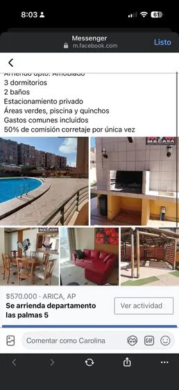 Dpto. En Prestigioso Condominio, Amoblado En Condominio Sur