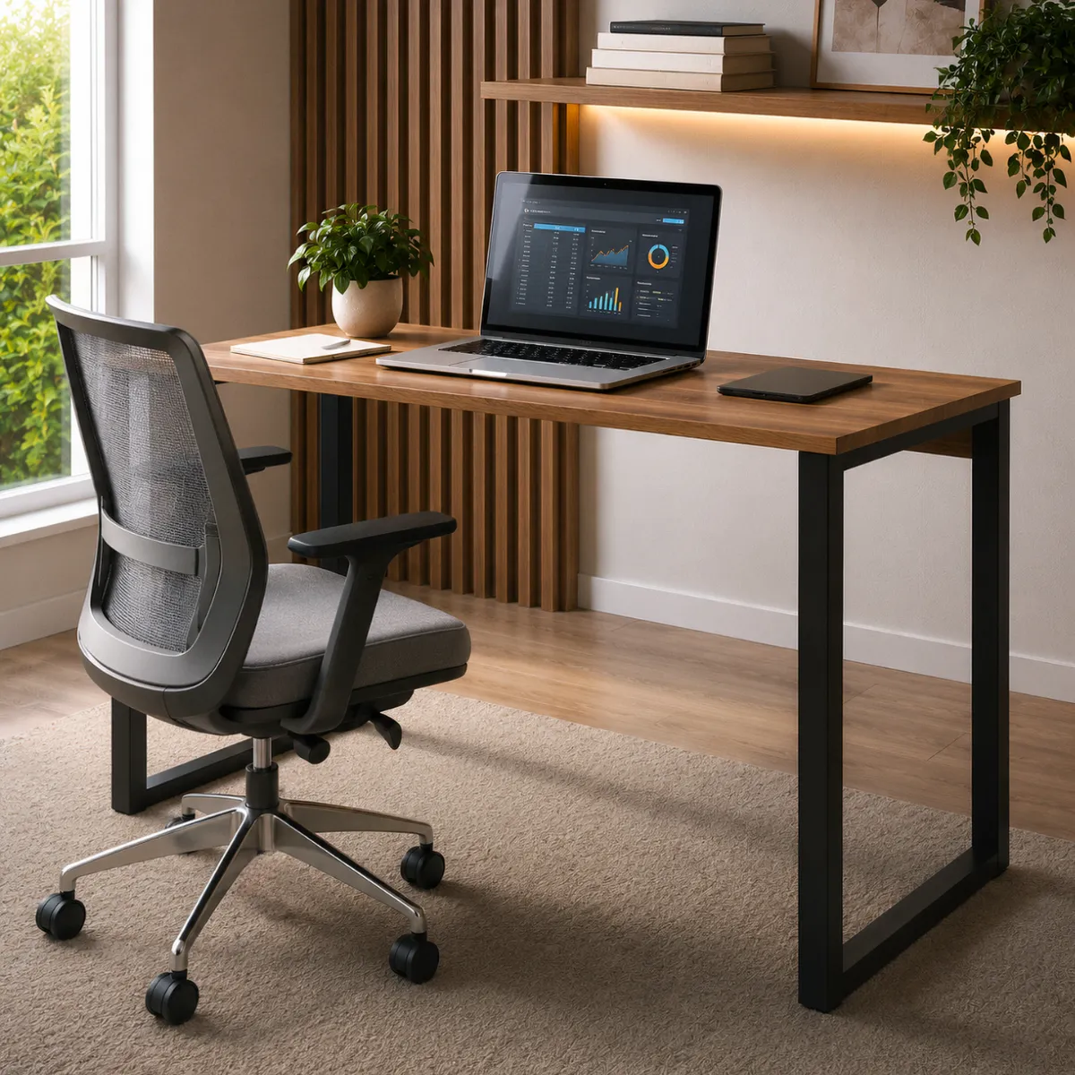 Mesa Escrivaninha Office Industrial 100x50cm Mdf Premium Aço