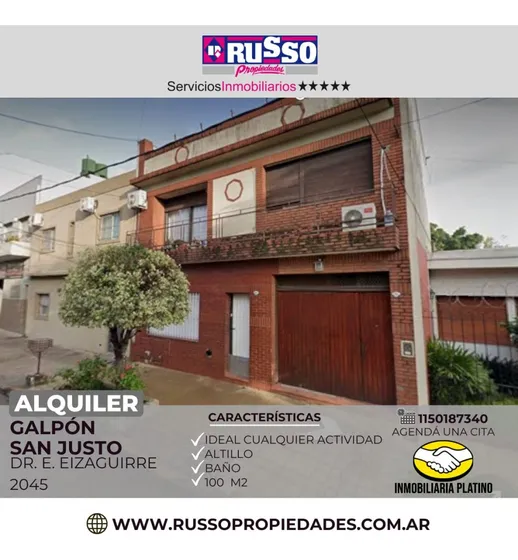 Alquiler Galpón Interno San Justo 100 M²
