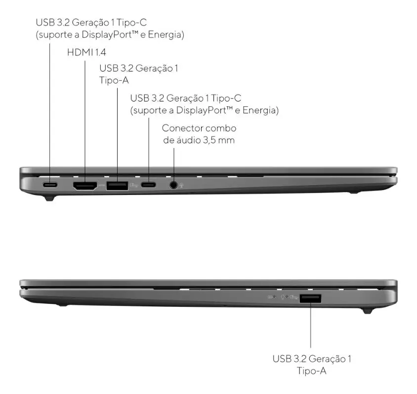 Notebook Asus Vivobook Ia Pc S14 S3407ca Intel Core Ultra 5 225h 16gb Ram 1tb Ssd Windows 11 Tela 14  Led Fhd Gray - Ly114w Matte Gray