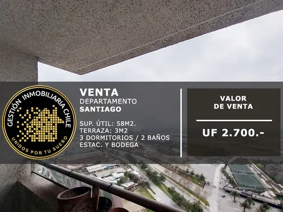 Se Vende Depto. 3d/ 2b /estac/ Bd Parque Los Reyes, Santiago