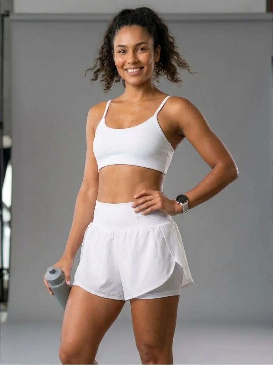 Conjunto Feminino Academia Top Short Duplo Cintura Alta