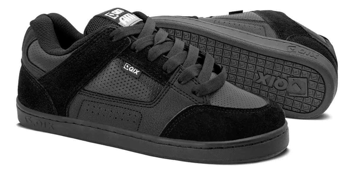 Tênis Qix Skate Retrô Am Unissex | Preto Preto