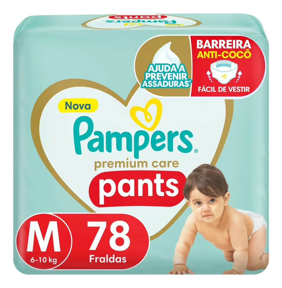 Fralda Pampers Premium Care Pants Tamanho M 78 unidades