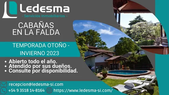 La Falda - Temporada 22/23 - Excelentes Cabañas/depto !!