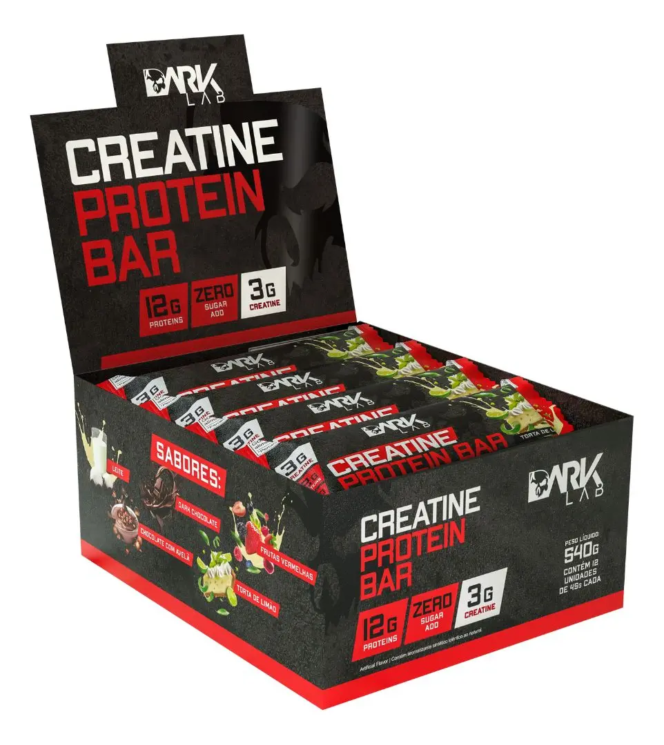 Creatine Protein Bar 12 Un 45g Dark Lab Sabor Torta de Limão