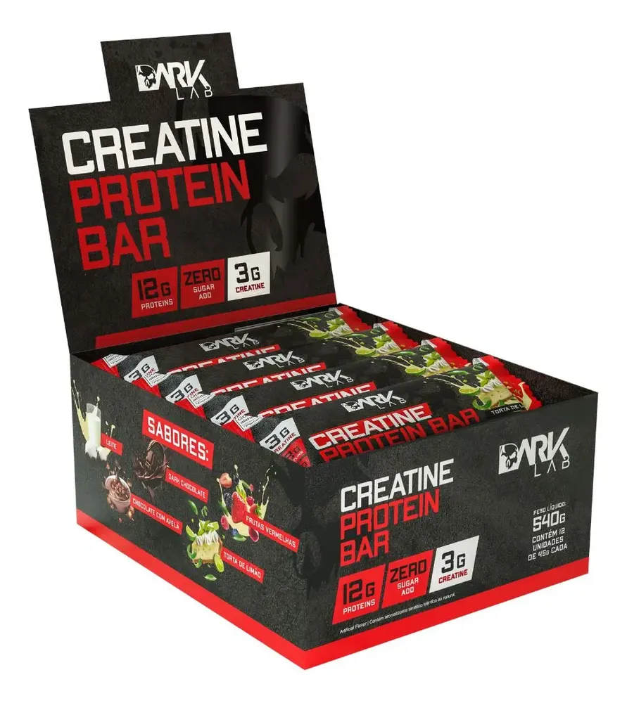 Creatine Protein Bar 12 Un 45g Dark Lab Sabor Torta de Limão