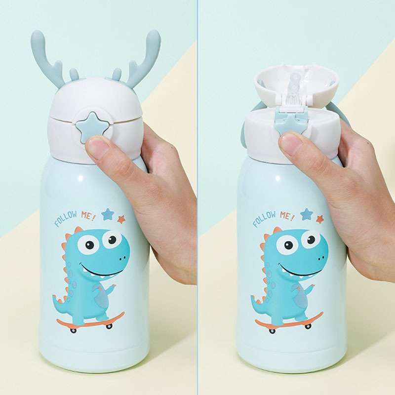 Garrafa Térmica Infantil Que Não Vaza Garrafa Térmica Não Vaza Infantil Inox Trava Água Dinossauro