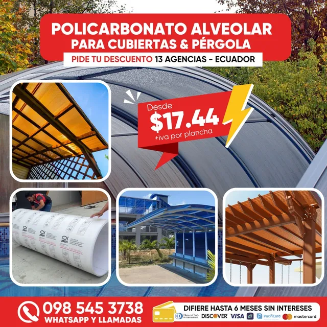 Policarbonato Alveolar -  Láminas Cubiertas Variedad Color