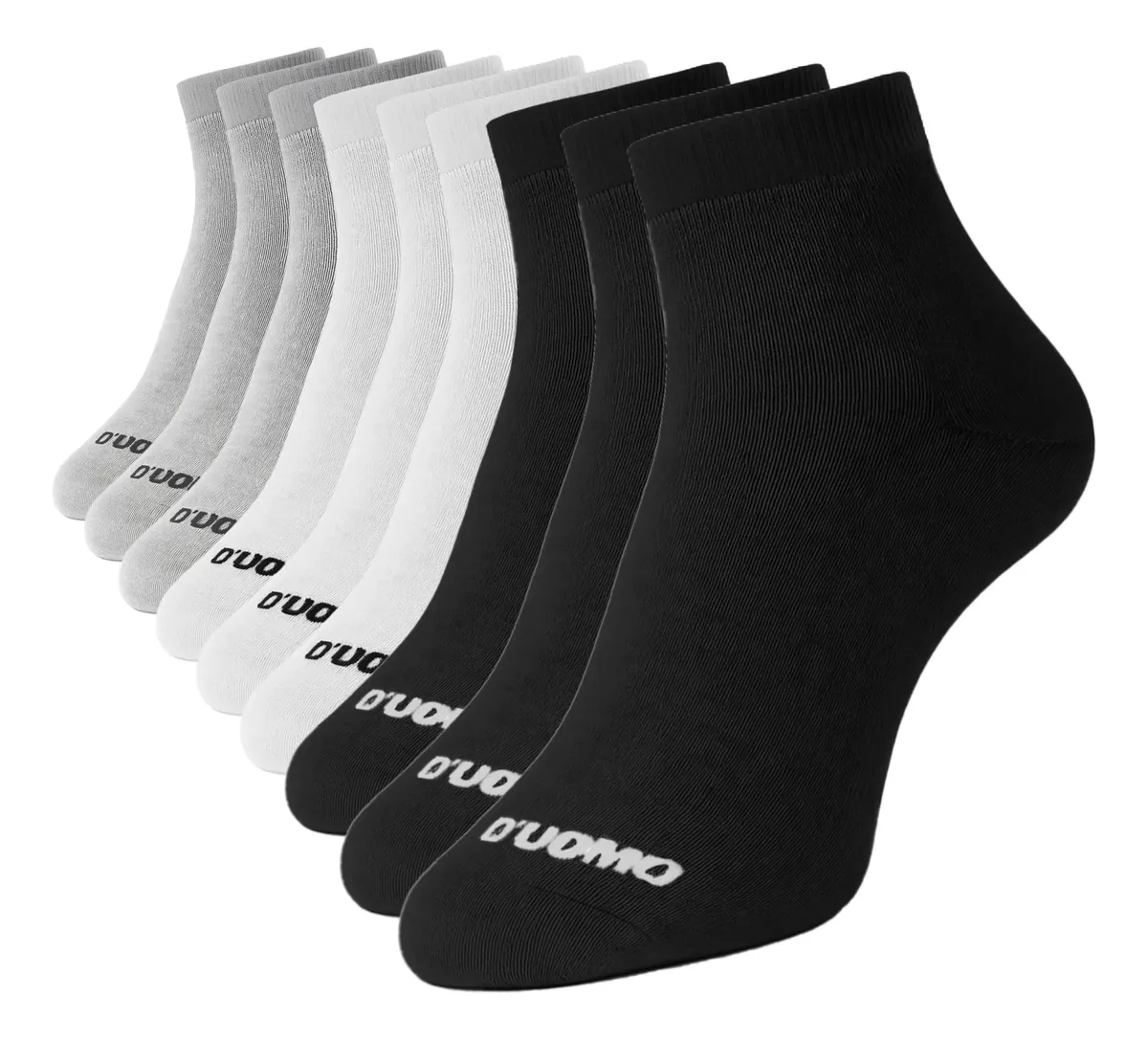 Kit 9 Pares Meia Cano Médio Algodão Macio Masculina Duomo
