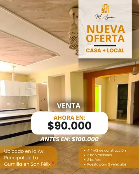 Casa Con Local En Venta, Av. Prin. La Gumilla, San Felix, 