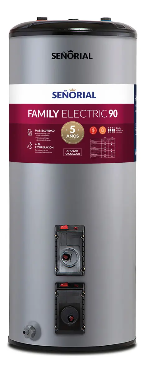 Termotanque eléctrico Señorial Family 90L carga superior gris plata 3000W