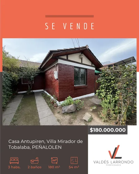Se Vende Casa En  Villa Mirador De Peñalolén