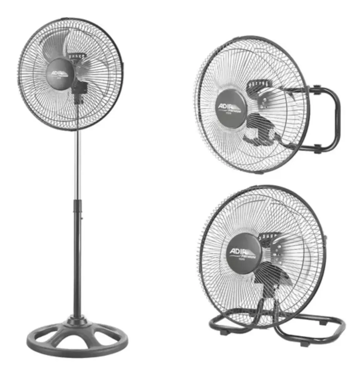 Ventilador 3 en 1 Adir 2074 de metal color negro