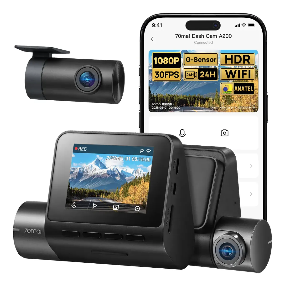 Camera Veicular para Uber, 99 - 70mai 2'' 1080p Hdr A200-1 Uber Nightvis 24h - foto 2