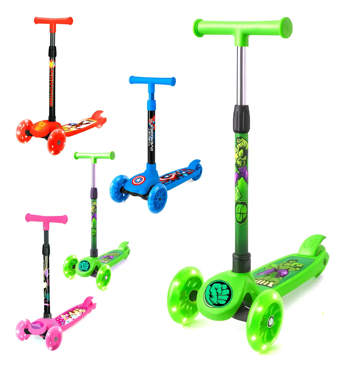 Patinete Infantil 3 Rodas Scooter Com Led Dobravel Menino(a)