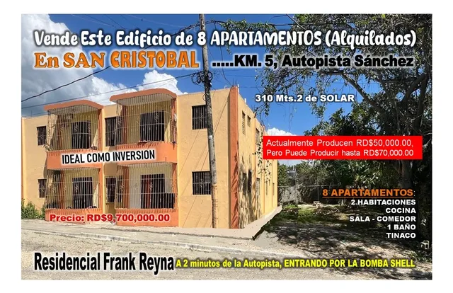 En  Edificio De 2 Niv. En El Km. 5, A 2 Minutos De Aut Sanchez,  San Cristobal, Urb. Frank Reyna