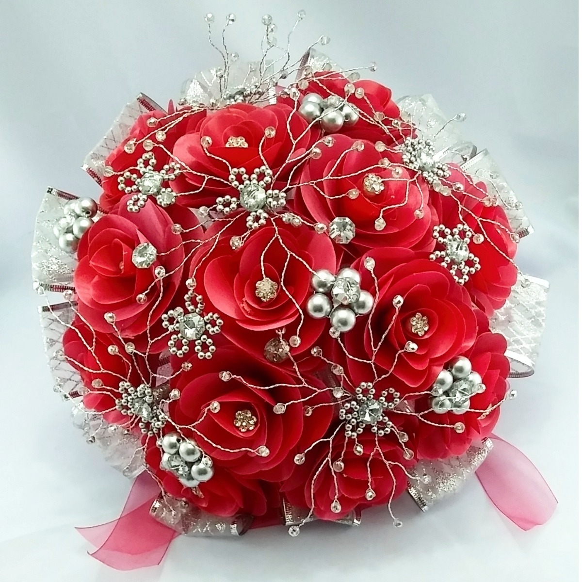 Ramos De Xv Años Naturales Precios Ramo Y Tocado, Xv Años, Quinceañera, Rojo, Cristal. | Meses sin intereses